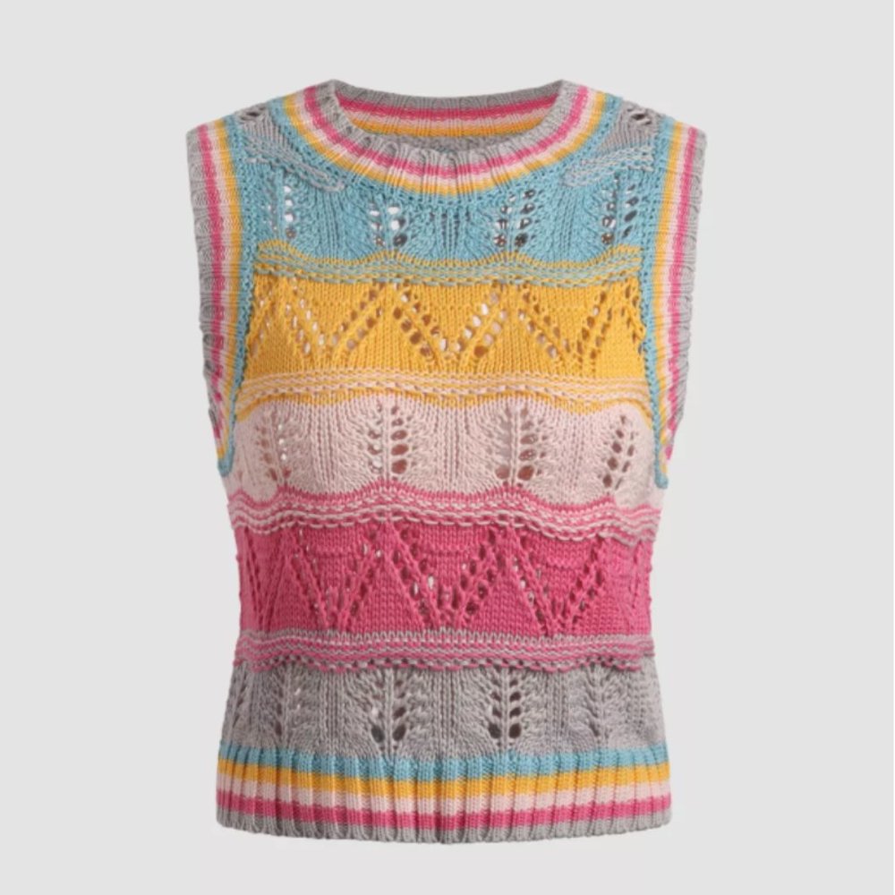 Rainbow Knitted Sweater Vest